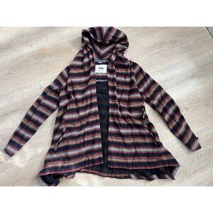 Obey We Dream Alone Striped Hooded Wrap Coat Size M